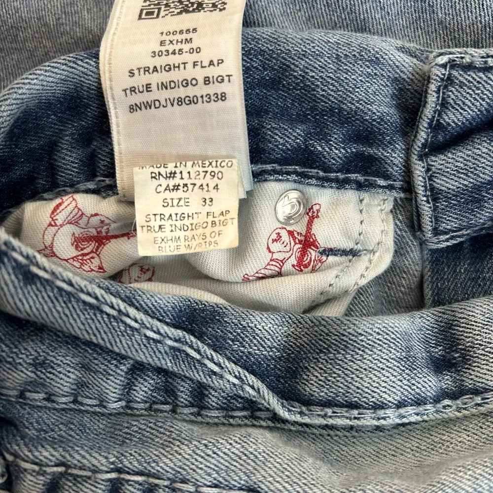True Religion Jeans Mens 33 Blue Bleach‎ Splatter Patchwork Distressed Denim
